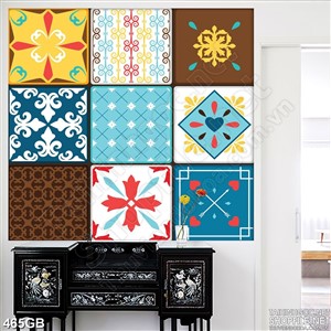 Tranh gạch ốp ghép họa tiết màu in kính