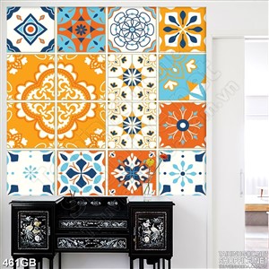 Tranh gạch ô vuông ghép in uv màu cổ điển