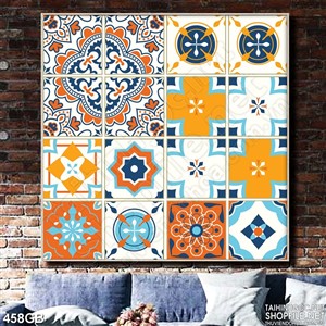 Tranh gạch in chất lượng cao họa tiết vàng