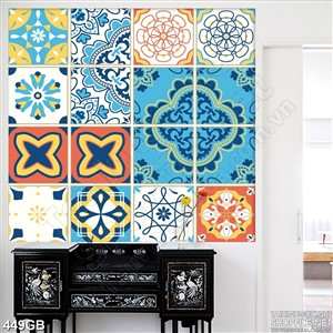 Tranh gạch ốp tường hoa văn xanh in uv