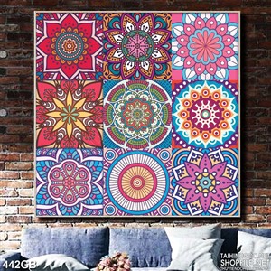 Tranh gạch ô vuông in 3d họa dán tường