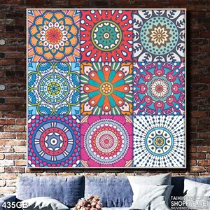 Tranh gạch in họa tiết hoa màu đỏ