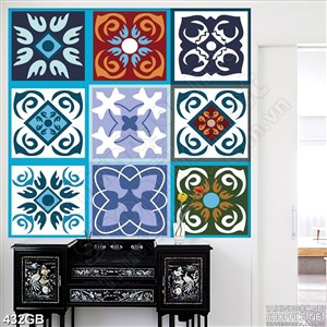 Tranh gạch ô vuông in 3d họa tiết hoa