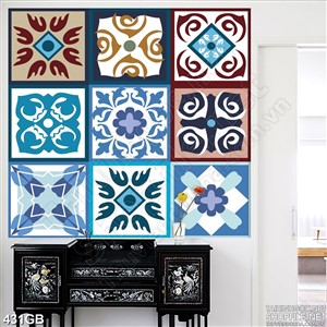 Tranh gạch bông ô vuông in 3d họa tiết hoa