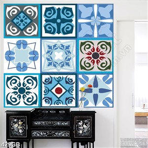 Tranh gạch ốp ô vuông in họa tiết hoa