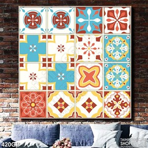 Tranh gạch in hoa văn màu dán tường