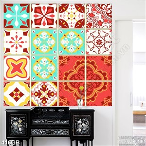 Tranh gạch bông in kính họa tiết  hoa đỏ