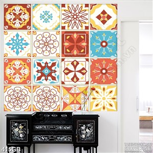 Tranh gạch bông in 3d họa tiết  hoa đỏ