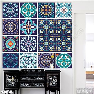 Tranh gạch ốp trang trí in họa tiết xanh đen