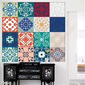 Tranh gạch ốp trang trí tường phối nhiều màu