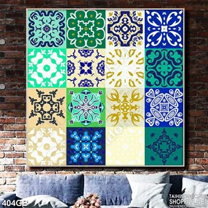 Tranh gạch bông ốp in màu sắc xanh