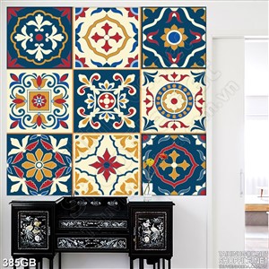 Tranh gạch in uv ô vuông họa tiết màu