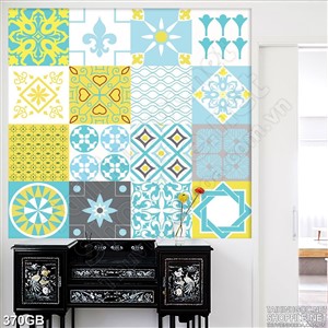 Tranh gạch treo tường in hoa văn màu đơn giản