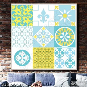 Tranh gạch ốp trần ghép màu in chất lượng cao