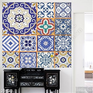 Tranh gạch  họa tiết hoa xanh chất lượng cao