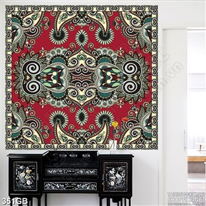 Tranh gạch ốp nền đỏ in họa tiết cổ xưa