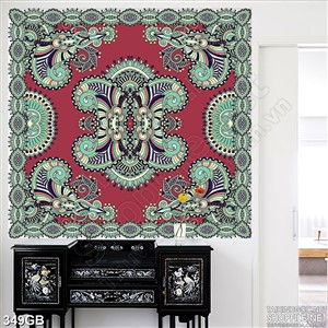 Tranh gạch in uv hoa văn sắc xanh treo tường