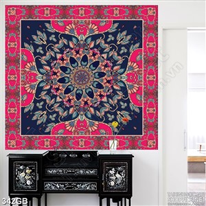 Tranh gạch ốp tường họa tiết hoa đỏ