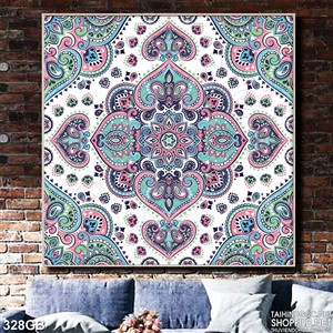 Tranh gạch in 3d hạo tiết xanh sắc nét