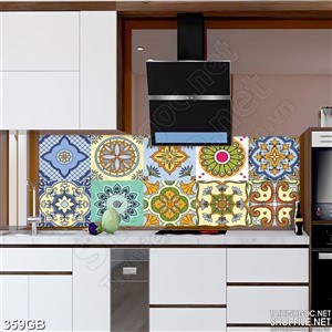 Tranh gạch in kính họa tiết hình tròn