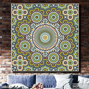 Tranh gạch bông hoa văn tròn in uv