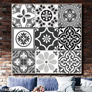 Tranh gạch in đa dạng chi tiết trắng đen