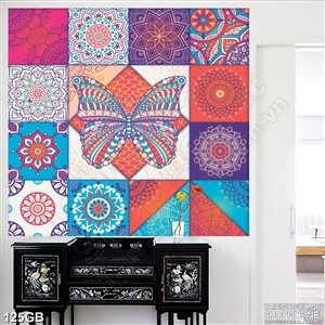 Tranh gạch in cánh bướm ốp nền