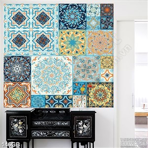 Tranh gạch ô vuông họa tiết in kính