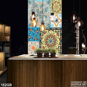 Tranh gạch ô vuông họa tiết hoa