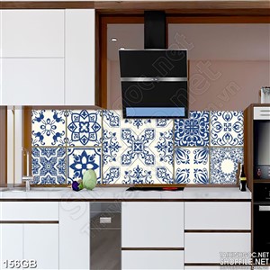 Tranh gạch in hoa tiết xanh đơn giản