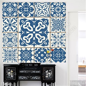 Tranh gạch in uv họa tiết xanh