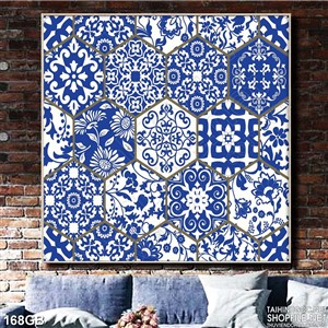 Tranh gạch ô vuông in chi tiết