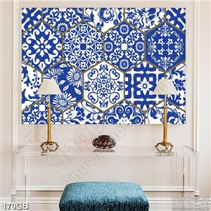 Tranh gạch in họa tiết màu xem kẻ