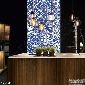Tranh gạch ốp tường in bông