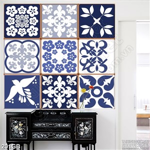 Tranh gạch ốp bếp in họa tiết hoa và lá