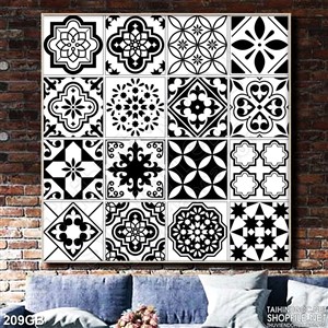 Tranh gạch ốp trang trí in màu đen trắng