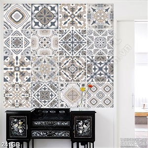 Tranh gạch bông sắc màu cổ điển