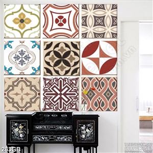 Tranh gạch họa tiết ô vuông màu đỏ