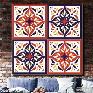 Tranh gạch bông họa tiết lá đỏ