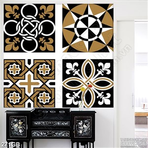 Tranh gạch in họa tiết màu đồng dán tường