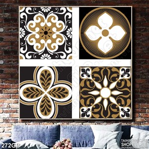 Tranh gạch in họa tiết hoa bốn cánh