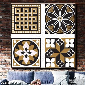 Tranh gạch in hoa văn trang trí màu đồng