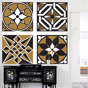 Tranh gạch in hoa văn cổ điển màu đồng