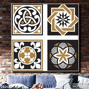 Tranh gạch ốp tường in hoa tiết hình tròn