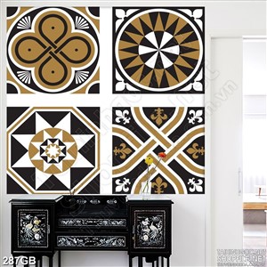 Tranh gạch ốp tường in họa tiết màu đồng