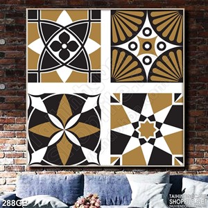 Tranh gạch dán tường in họa tiết màu đồng