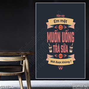 Tranh ca phe văn phòng năng lượng từ ly trà sữa