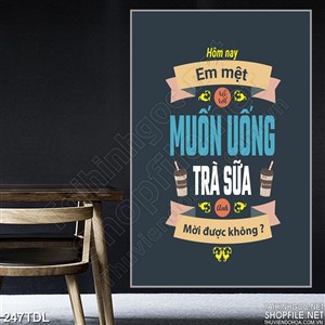 Tranh ca phe động lực tươi khỏe với ly trà sữa