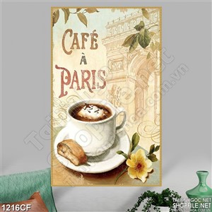 Tranh quán cà phê trên bầu trời Pari