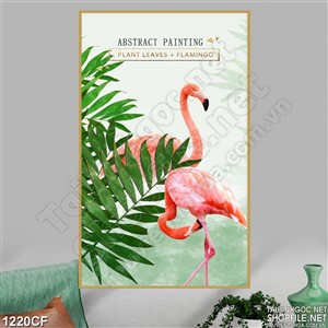Tranh chú cò trong rừng xanh trang trí tường quán cà phê